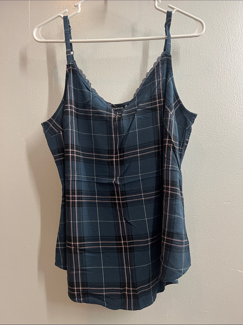 torrid Blue Plaid Cami with Pink Accent